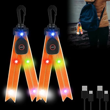 Bag Tag Day Light - 2 st USB-laddningsbara reflekterande LED-hängande ljus Hög synlighet Säkerhetshängande remsor Reflekterande tejp för ryggsäck 