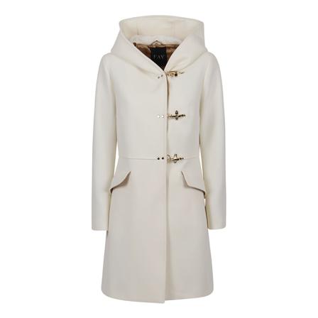 Fay Single-Breasted Coats Hvid, Dame Uldfrakker