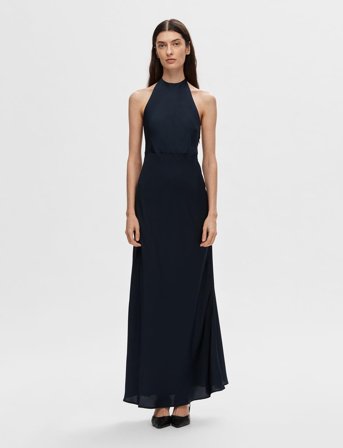 Selected Slfannie Halterneck Maxi Dress D2 - Navy - 40