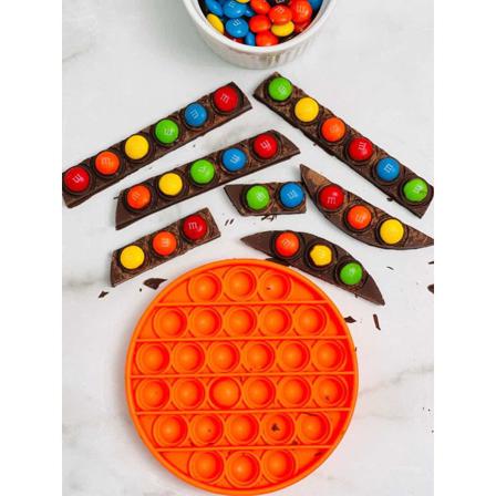 Silikonform Chokladform Pop It Rund, Figet Toy Orange Orange