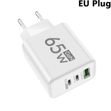 GaN 65W PD USB-laddare Typ C-laddare Snabbladdande Telefonadapter för iPhone 15 Xiaomi Huawei Samsung Mobiltelefon Väggladdare