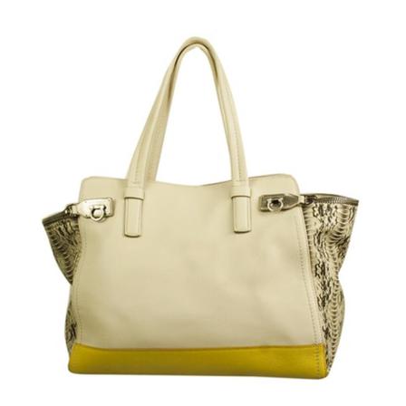 Salvatore Ferragamo Pre-owned, leather plus snakeskin tote shopper bag Beige, Dames, Maat:ONE Size,leer