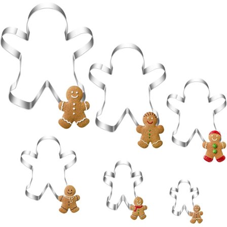 Peberkageforme Jul, 5 peberkageforme, peberkagemand, rustfrit stål, kageform, peberkagemand, gaveforme til kager, bagning, tærte