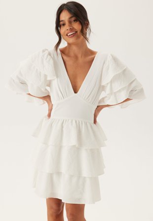 Bubbleroom Occasion - Frilled Sleeve Short Dress - XXS