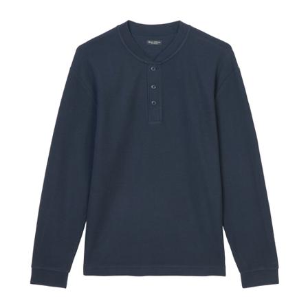 Marc O'Polo Relaxed long-sleeved Serafino top Blå, Herre