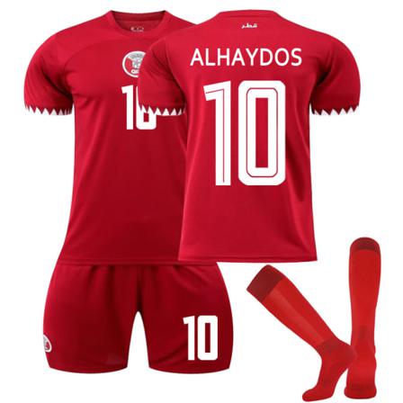 2223 Qatar Hemma Fotbollströja Nr 10 Al Haydos Jersey With Socks 26(145-150cm)
