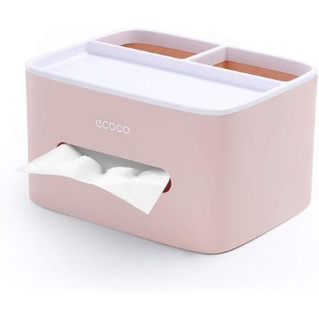 Ansiktsvävnadslåda, PVC-vävnadslåda, Multifunktionslåda, Pennhållare, Fjärrkontrollhållare, Vävnadshållare, Förvaringslåda, Ansiktsvävnadslåda (Rosa)