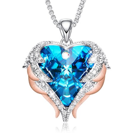 Ocean Heart Halsband Kvinnliga Ängelvingar Kristall Nyckelben Halsband -----Blu-ray Phnom Penh