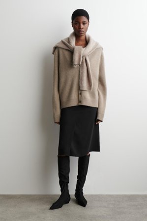 COS Women's Pointed Scuba Knee Sock Boots in Black