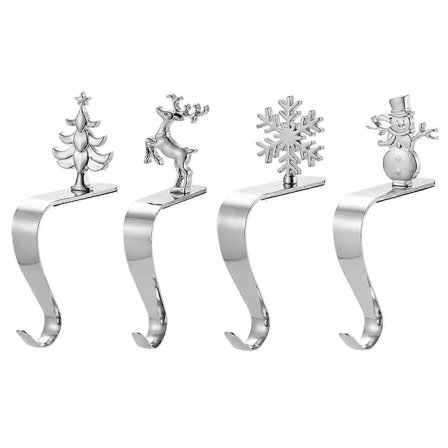 Julestrømpeholder, Kappe Krok Sølvfarget Snøfnugg Tre Juledekorasjon Julegavepose Sokk