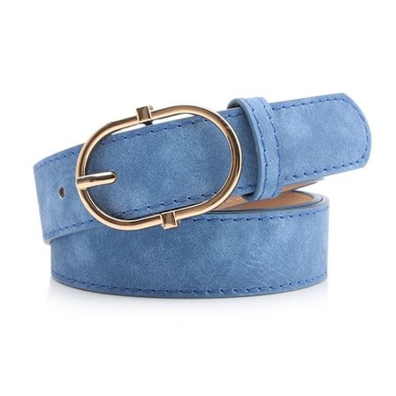Matt läderbälte Guldspänne Midjeband BLÅT