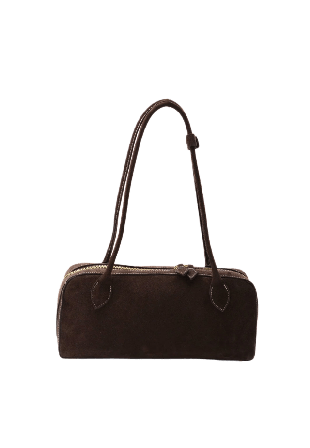 LaTalia Handväska i suede Alba Handväskor Dam Brun 33x9x15