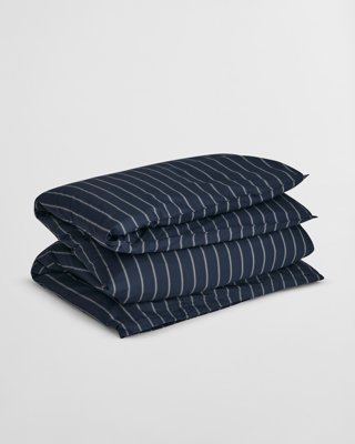 GANT - Oxford stripet enkeltdynetrekk 140x200cm og 140x220cm marine