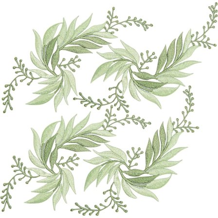 4 stk. broderede patches strygejern blad blomster blonde applikation natur F