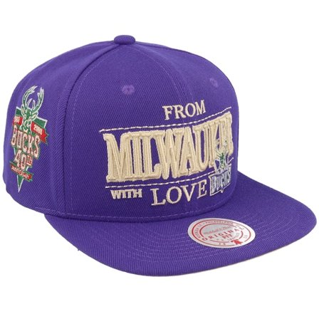 Mitchell & Ness - NBA Lilla snapback Caps - Milwaukee Bucks With Love Hwc Purple Snapback @ Hatstore