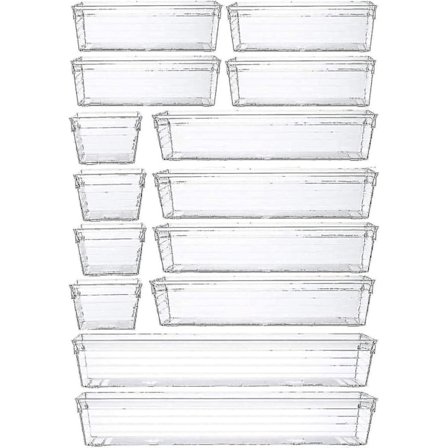 14 stk. Klar Plast Skuffeorganiseringsbakke til Makeup, Køkkenredskaber, Smykker og Gadgets - Jxlgv