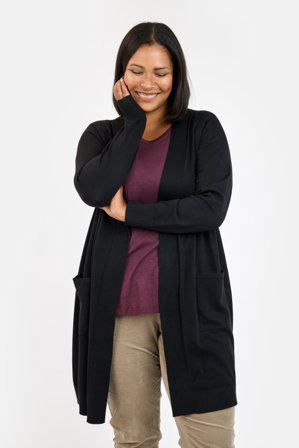 CISO - Langærmet Cardigan - Sort - Lomme