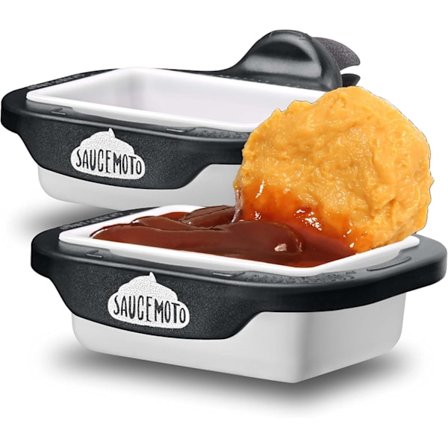 Saucemoto Dip Clip - En sausholder for ketchup og dippsaucer i bilen. (2-pakning, svart)