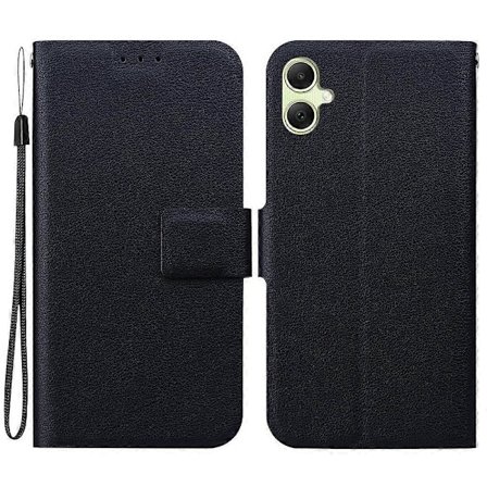 Samsung Galaxy A05 4G -puhelimen kotelo, erittäin ohut PU-nahka + TPU-puhelimen suojakotelo korttipaikalla - Musta (Musta)