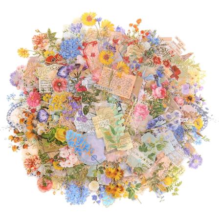 Scrapbooking-klistremerker, 180 stk Vintage planter og blomster dekorative klistremerker, varmfolierte PVC selvklebende klistremerker for album, 