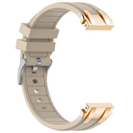 Samsung Galaxy Watch4 40mm / 44mm / Huawei Watch GT 3 Pro 43mm Klockarmband 20mm Royal Oak Style Silikonarmband Guld Metallspänne - Beige