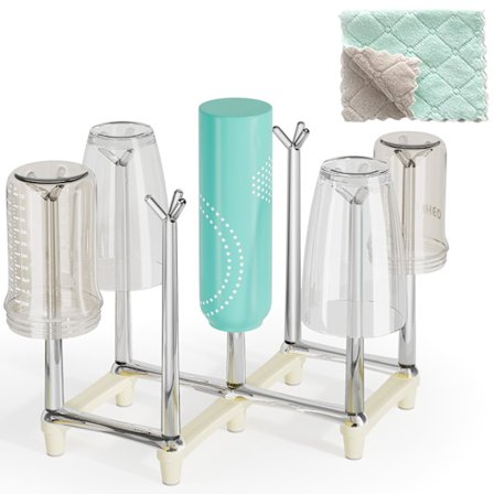 Udtrækkelig kop- og tøjstativ, drikkeglas- og sportsflaske-afløb - hvid