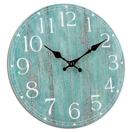 Væg ur, 25 cm Teal Stille Ikke-tikkende Køkken Ur Dekoration
