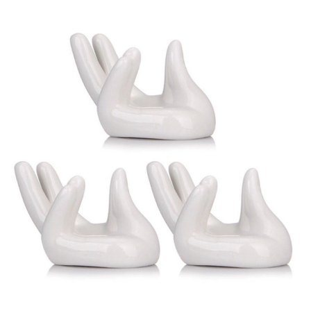 3st Keramisk Mini Hand Form Air Plant Hållare Tekopp Stativ Hem Tillandsia Rack