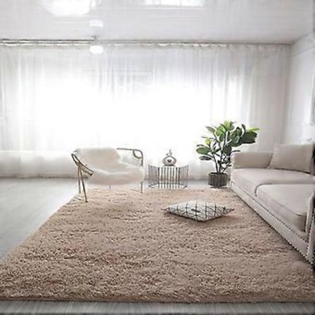 Stor plyschmatta vardagsrumsdekoration fluffig matta tjock sovrumsmatta halkfri golvmjuk loungematta enfärgad matta (120X200cm(47X78.7In) kamel)
