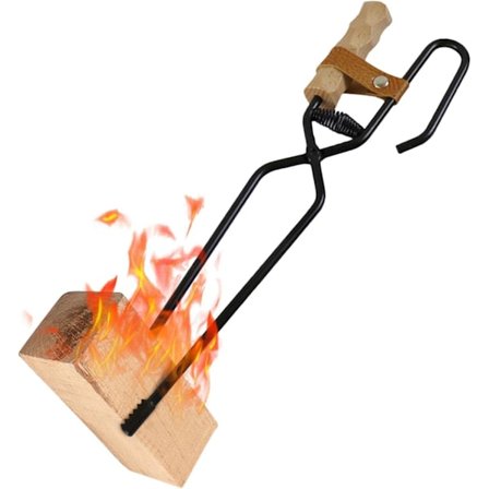 Utendørs leirplass peistang, kraftige vedtanger, 40,5 cm lang, for bål og peiser, leirbål pit verktøy