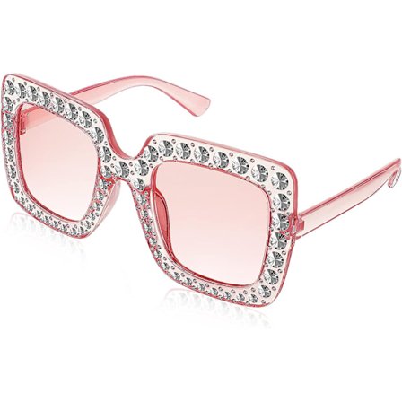 Oversized Rhinestone Solbriller Kvadrat Unisex Diamond Bling Bling Briller Kvinner Krystall Solbriller Tykke Ramme Solbriller Kvinner