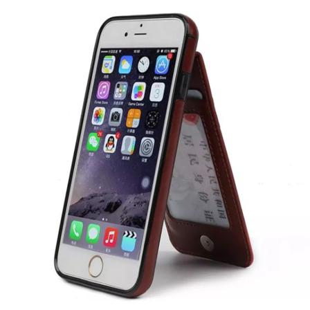 Iphone 8 Plus Exklusivt Stiligt Smart Läderskal Plånbok/kortfack Röd