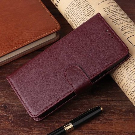 Etui til iPhone 17 Pro Max Burgunder Læder Flip Wallet