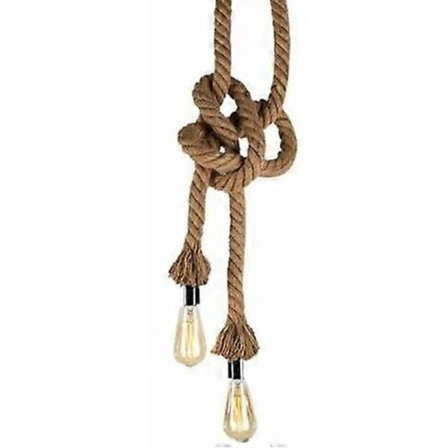 4M Vintage Hängande i Hampa Rep DIY Dubbel E27 Sockel Retro Lampa för Restaurang Bar Café Belysning 2M+2M