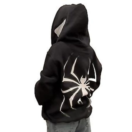 Mode Spider Hoodies til Kvinder og Mænd Y2k Fuldt Lynlås Over Ansigt Gothic Punk Trykt Jakke Frakke Streetwear (L Sort)