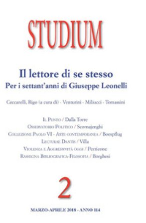 Studium (2018). Vol. 2: Il lettore di se stesso. Per i settant'anni di Giuseppe Leonelli
