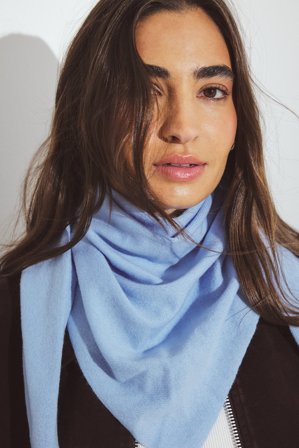Premium Selection Foulard triangle en maille de laine - Écharpes & Foulards - Bleu - One Size