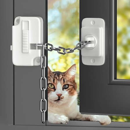 Vinduslås, vindusbegrenser barnesikkerhetslås for katt, selvklebende sikkerhetslås for ingen boring for metall [db]-XM4-