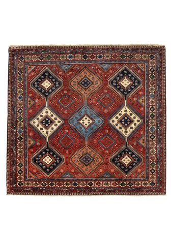 Yalameh Rug Oriental Square Black/Dark Red (Wool, Persia)