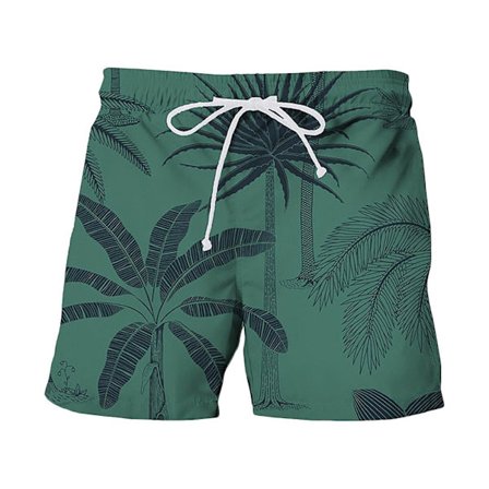 Herreshorts Bomull Casual Badeshorts Hawaiisk Sommer Strandbukser Boardshorts Vide Ben Elastisk Midje Snøring Planteshorts