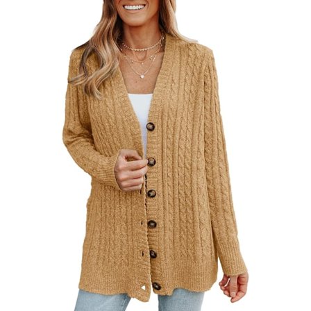 Lett sommerjakke for kvinner med knappestripete mønster med lange ermer Casual Komfortabel tynn jakke khaki