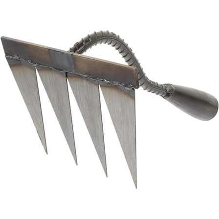 Haverive, Lugerive, Havevertikalskærerive, Kraftig metalrive med tænder, 4-tands sømrive, stålrive, landbrugsredskaber, metalhaverive