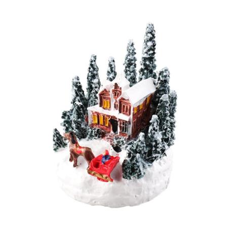 Jul LED Lys Ornamenter Santa Castle Snow House Lysende A 1PC