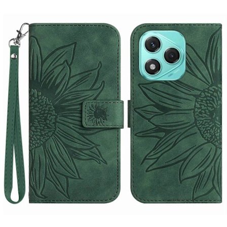 For Honor 400 Lite -kotelo, auringonkukkakuvioinen nahkalompakkopuhelinkotelo rannehihnalla