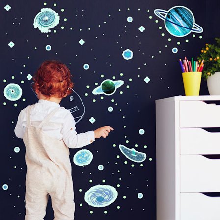 Et sett med Planets univers veggklistremerker Veggklistremerker Veggdekorasjon
