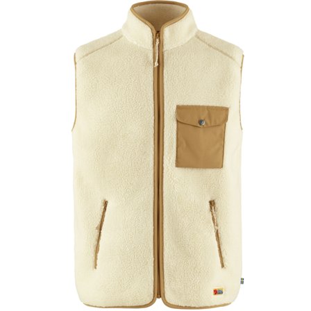 Fjällräven Men's Vardag Pile Fleece Vest Jacket in Chalk White/Buckwheat Brown | Size: Medium, G-1000