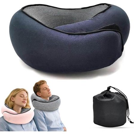 Reisepute for nakke U-formet Memory Cotton Nakkeputer Massasje Nakkepute Sove Flypute Cervical Health Care blå