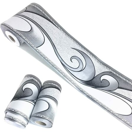 ELLE.Dekorativ Väggdekor Vågmönster Silvergrå 10 cm x 9 m