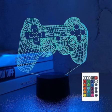 3D-peliohjainlamppu Pelikonsolin yövalo 3D-illuusiolamppu lapsille, 16 väriä vaihtaa kaukosäätimellä, pelihuoneen pelaajan lahja, lasten makuuhuoneen 
