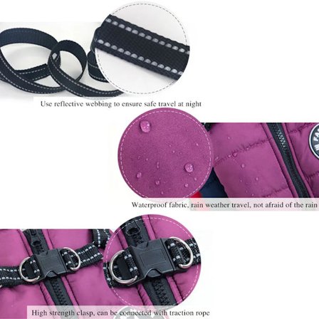 Vinter hundjacka med sele Hundvarma kläder Vattentät